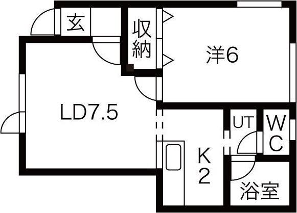 ドエル元町(1LDK/2階)の間取り写真