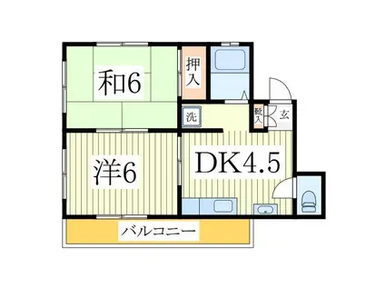 クレインハウス(2DK/2階)の間取り写真