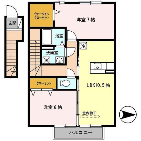 セジュール岡崎(2LDK/2階)の間取り写真