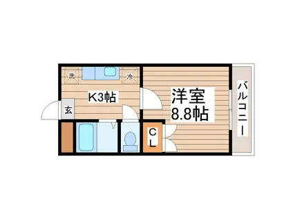 マリネット(1K/2階)の間取り写真