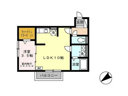 おおくぼの森(1LDK/2階)の間取り写真