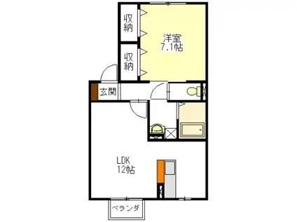 エクレールA・B棟(1LDK/1階)の間取り写真