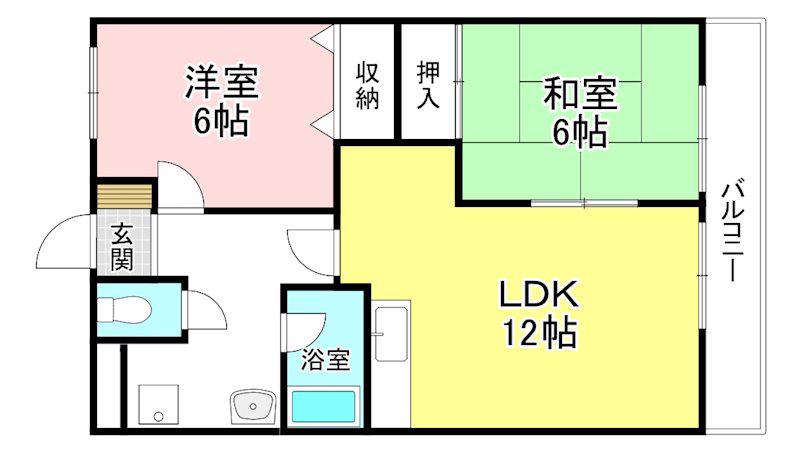アメニティ貴生川(2LDK/2階)の間取り写真