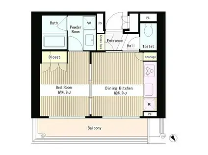 MMガーデン(1DK/6階)の間取り写真