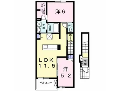 グラシオッソN(2LDK/2階)の間取り写真