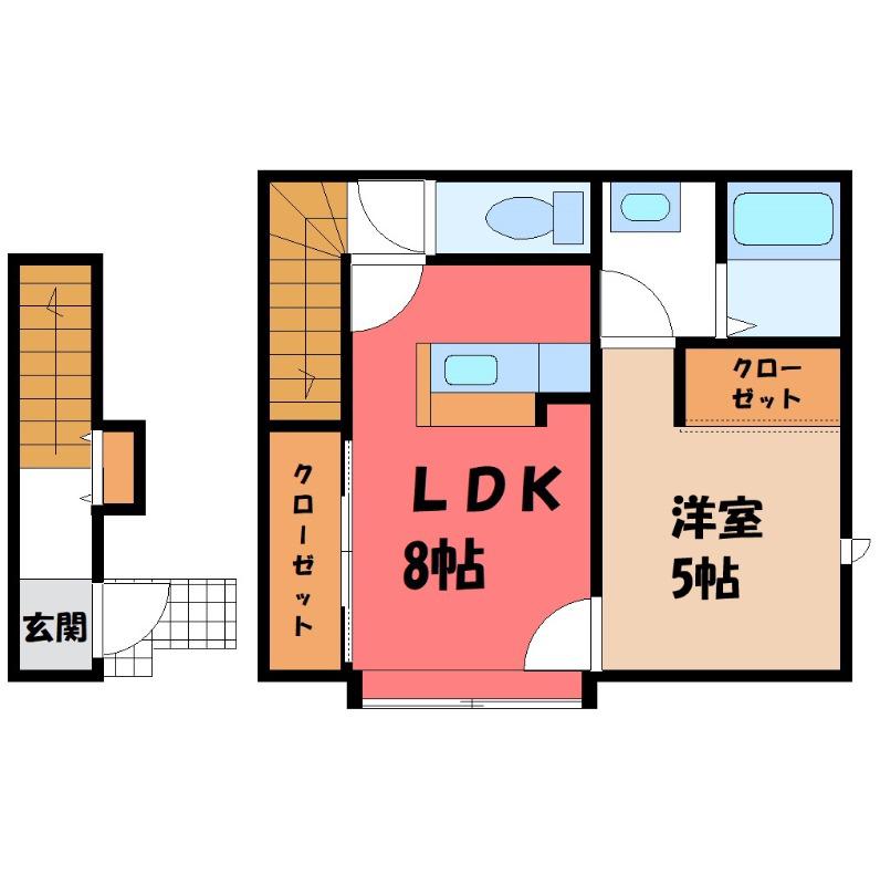 SORA境町(1LDK/2階)の間取り写真