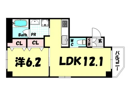 Y-HOUSE中道(1LDK/6階)の間取り写真