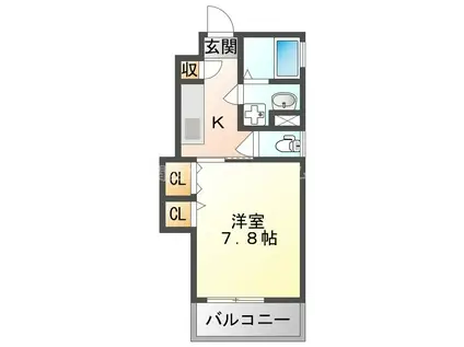 コンフォート菊水通(1K/2階)の間取り写真