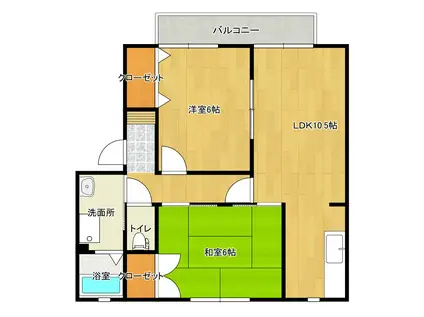 リバーサイド大橋B棟(2LDK/2階)の間取り写真