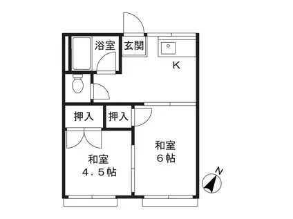 ブランシェ・メゾン(2K/2階)の間取り写真