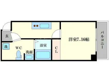 ロイヤルコート立売堀(1K/4階)の間取り写真