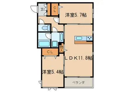 DURANTA(2LDK/3階)の間取り写真