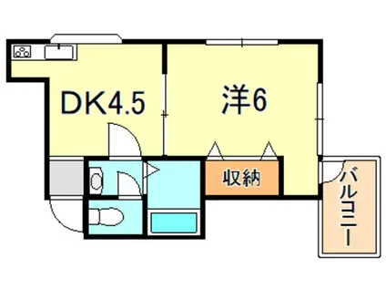 宮塚ハイツ(1DK/2階)の間取り写真
