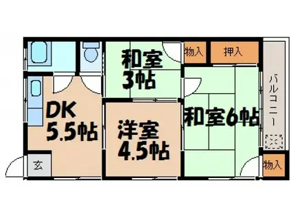 高橋アパート(3DK/2階)の間取り写真