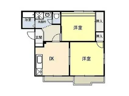 ルミエールA(2DK/1階)の間取り写真