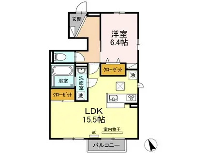 SEJOUR清瀬II(1LDK/1階)の間取り写真