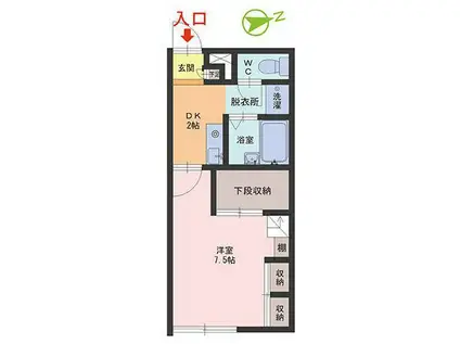 ESPOIRII(1DK/1階)の間取り写真