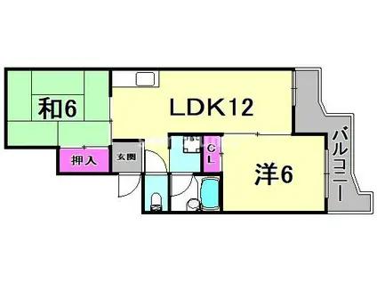 ハイツラセーヌ(2LDK/1階)の間取り写真