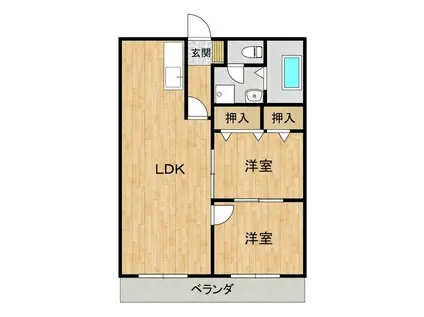 グリーンハイツ松村(2LDK/2階)の間取り写真