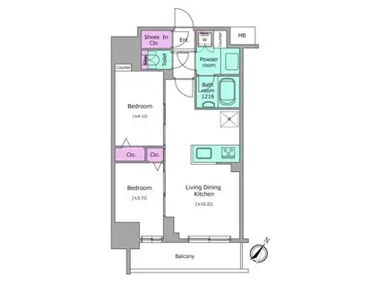 アーバネックス日本橋茅場町(2LDK/11階)の間取り写真