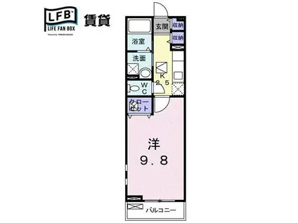 鈴蘭館II(1K/1階)の間取り写真
