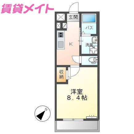 ピュアハウス かすみ(1K/1階)の間取り写真