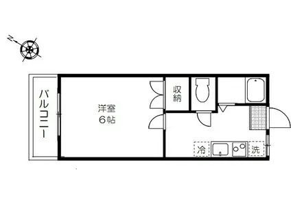 松庵東明ハイツ(1K/2階)の間取り写真