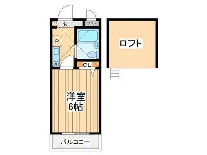 メビウスメルズ(1K/2階)の間取り写真