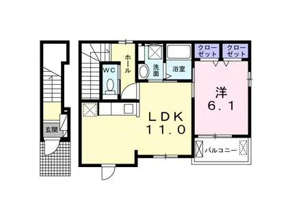 イングルウッド(1LDK/2階)の間取り写真