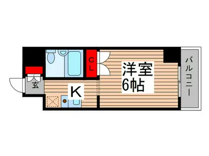 ポルタキアーラ(1K/4階)の間取り写真