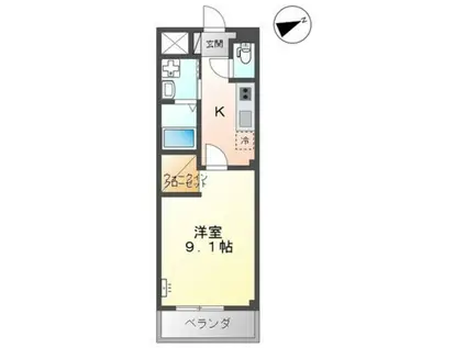 ヴィラ安田町(1K/1階)の間取り写真