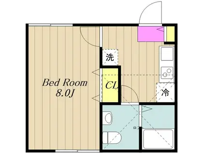 ベラビスタ下麻生B棟(1K/1階)の間取り写真