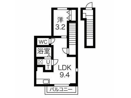 ジュネスコート(1LDK/2階)の間取り写真
