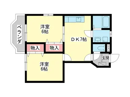 エクシージュI(2DK/1階)の間取り写真