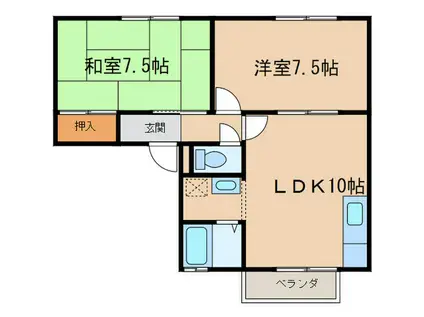 ルポゼ武庫之荘I(2LDK/1階)の間取り写真