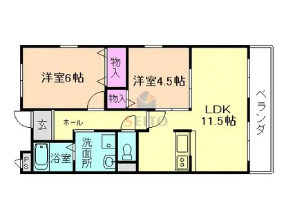 ホワイトハイツ(2LDK/1階)の間取り写真