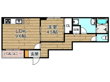 HEALING GRACE 高槻高西町A棟(1LDK/1階)の間取り写真