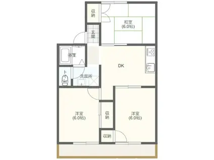 エルシード並木(3DK/2階)の間取り写真