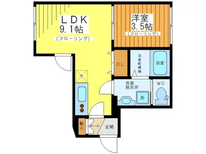 ブリステラス学芸大学前(1LDK/1階)の間取り写真