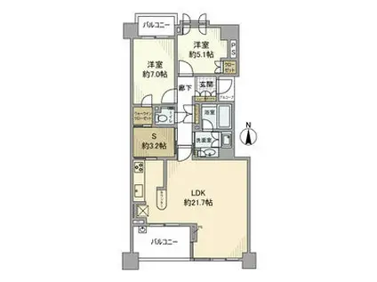 ライオンズスクエア用賀(2SLDK/10階)の間取り写真