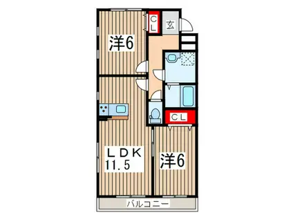 ブリアンテ(2LDK/4階)の間取り写真
