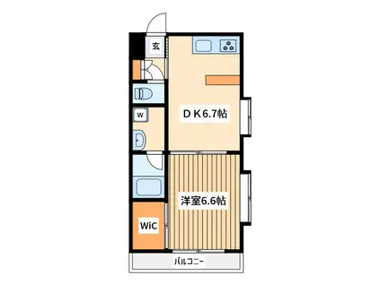 アーサクラスト横浜(1DK/2階)の間取り写真