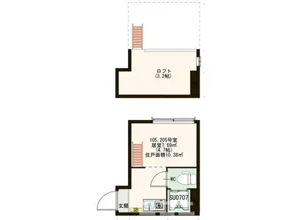 メゾン千住カルム(ワンルーム/2階)の間取り写真