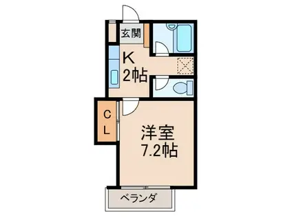 グリーンフル森田(1K/2階)の間取り写真