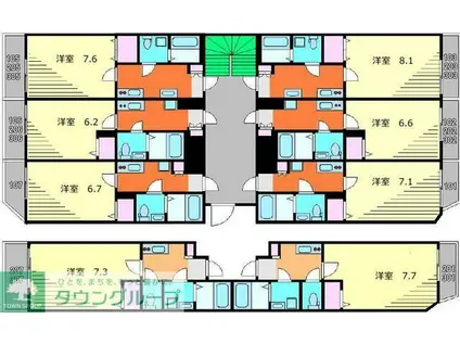 FILLE FLATS 南大塚(1K/3階)の間取り写真