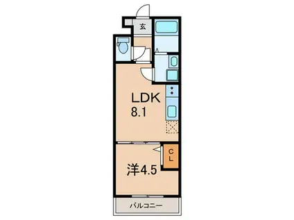 アーバンコート加古川(1LDK/2階)の間取り写真