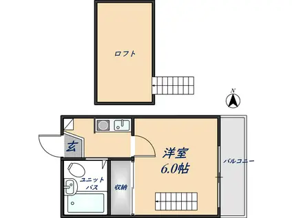 瓢箪山第6マンション(1K/1階)の間取り写真