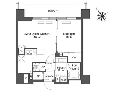 コンフォリア芝浦MOKU(1LDK/4階)の間取り写真