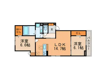 クレアクレール(2LDK/1階)の間取り写真
