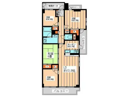 パルコート我孫子(4LDK/7階)の間取り写真